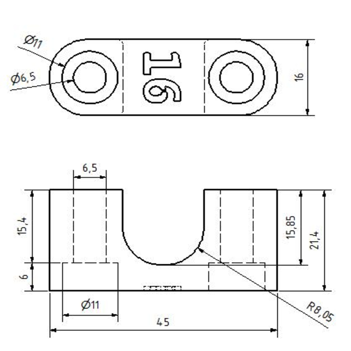 Uchwyt wału druk 3D dla wału 16 mm – 3DP