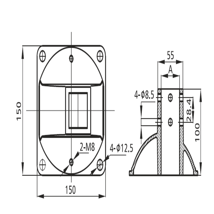 Floor Mount Base 40 I-Type slot 8