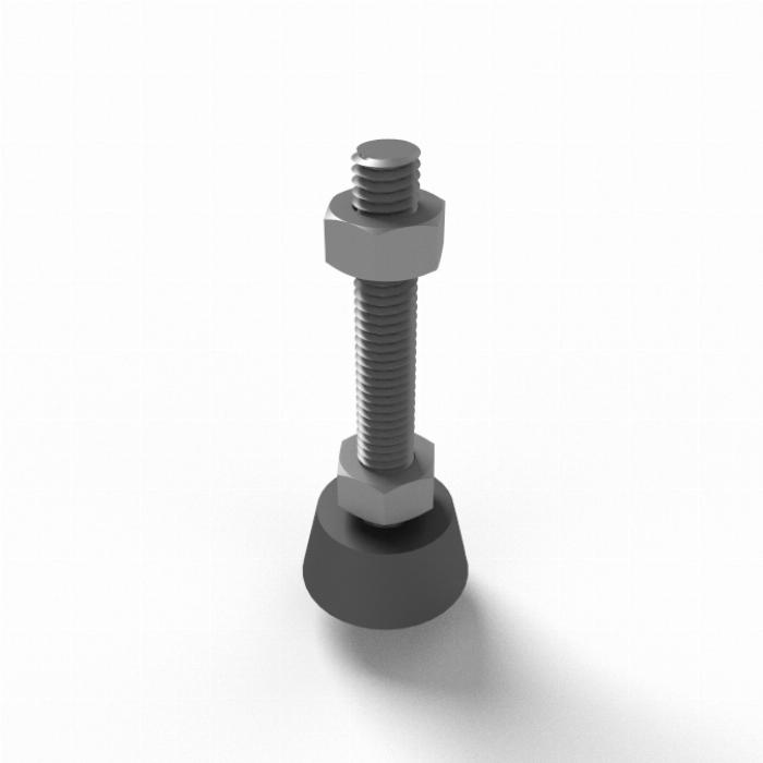 Leveling foot D19 M6*40 in zinc and nylon, perfect for uneven floors or mobile installations