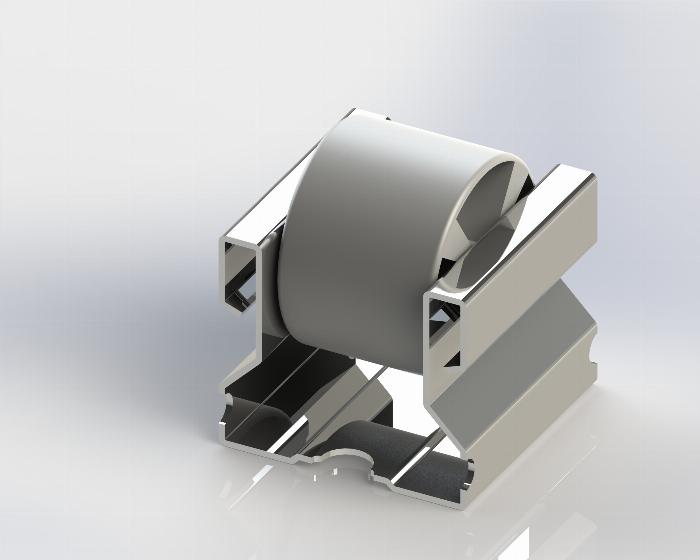 Rollenschlitten 40 mm weiße Rollen mit flacher Oberseite, Länge ca. 1980 mm (Toleranz /-2 mm)